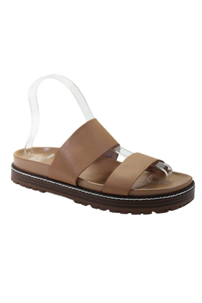 Madewell Womens Coated Leather Slide On Sandals Nutmeg Brown Size 7