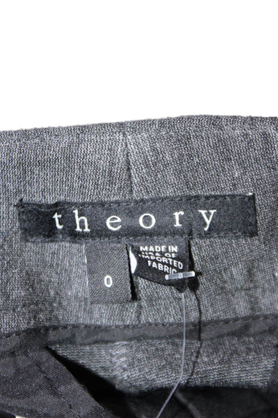 Theory Womens Zipped Buttoned Slip-on Pants Gray Size 0