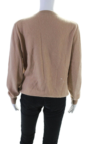 Naadam Womens Cashmere V-neck Long Sleeve Pullover Sweater Brown Size M