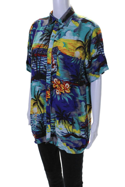 One Teaspoon Womens Short Sleeve Button Down Hawaiian Shirt Multi Size XS