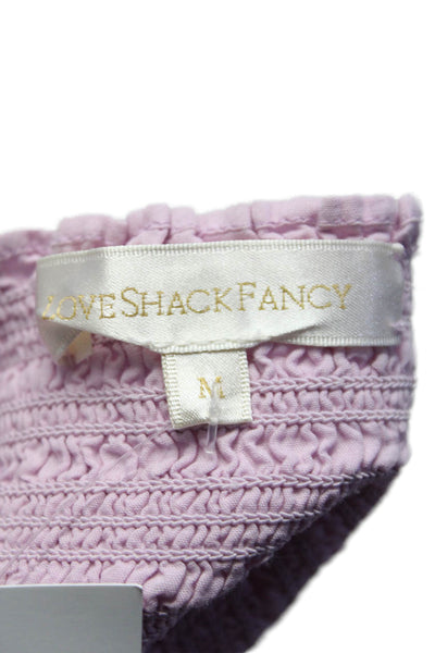 Love Shack Fancy Womens Cotton Elastic Waist Embroidered Skirt Pink Size M