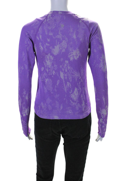 Lululemon Womens Abstract Print Long Sleeve Athletic T Shirt Purple Size 6