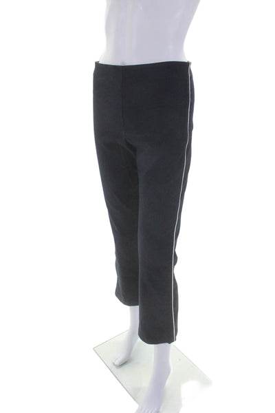 Equestrian Womens Elastic Waistband Straight Leg Pants Navy Cotton Size Small