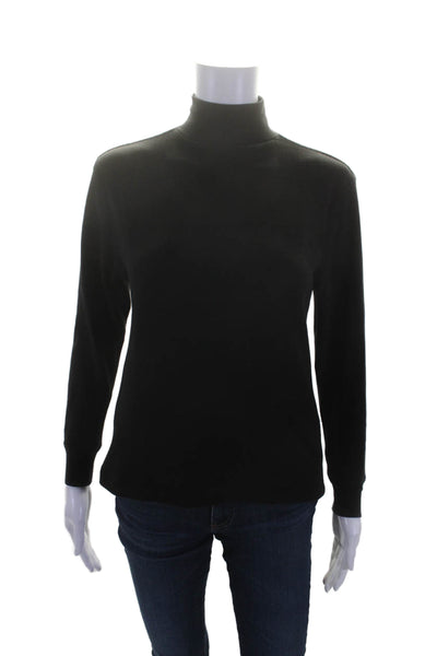 xkarla Womens Long Sleeve Mock Neck Knit Tee Shirt Black Cotton Size Small