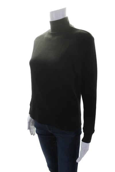 xkarla Womens Long Sleeve Mock Neck Knit Tee Shirt Black Cotton Size Small