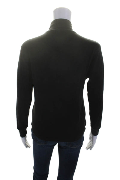 xkarla Womens Long Sleeve Mock Neck Knit Tee Shirt Black Cotton Size Small