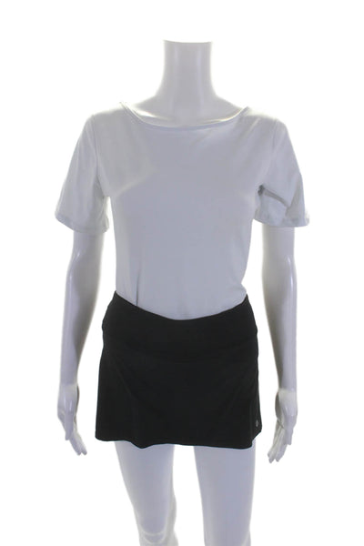 Lululemon Womens Textured Lined Elastic Waist Athletic Mini Skort Black Size XS