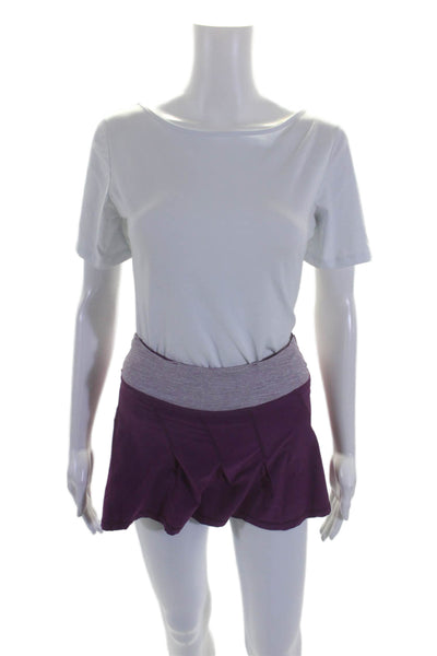 Lululemon Womens Textured Lined Elastic Waist Athletic Mini Skort Purple Size XS