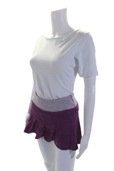 Lululemon Womens Textured Lined Elastic Waist Athletic Mini Skort Purple Size XS