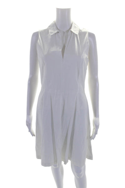 Theory Womens Side Zip Sleeveless Collared V Neck Shift Dress White Size 4