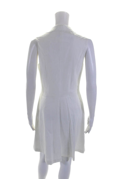 Theory Womens Side Zip Sleeveless Collared V Neck Shift Dress White Size 4