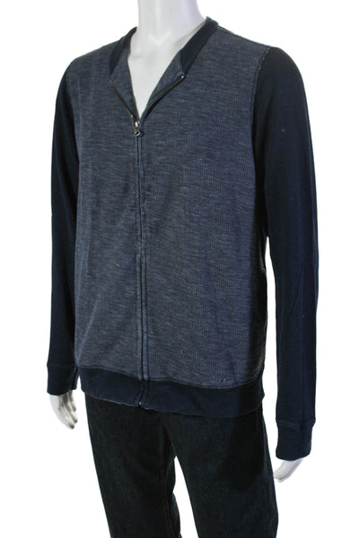 Velvet by Graham & Spencer Mens Cotton Patchwork Full Zipped Jacket Blue Size L