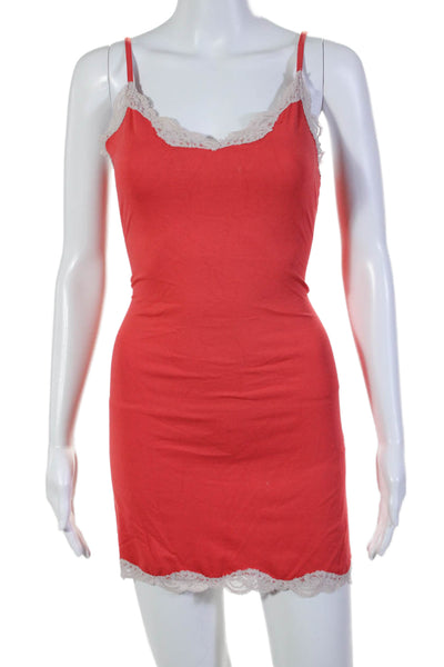 Only Hearts Womens Lace Trim Spaghetti Strap Cami Slip Dress Coral Size M