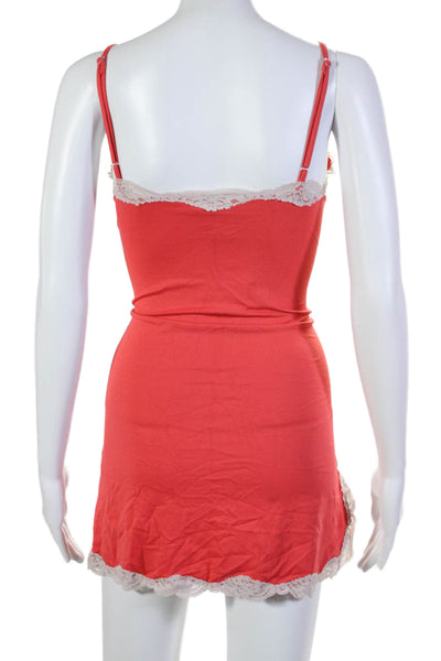 Only Hearts Womens Lace Trim Spaghetti Strap Cami Slip Dress Coral Size M