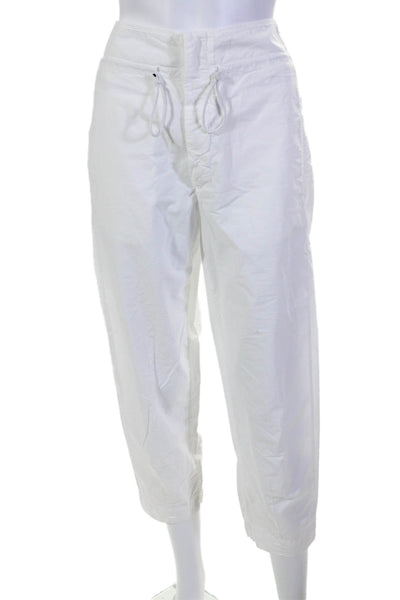 Transit Par Such Womens Cotton Drawstring Waist Tapered Pants White Size M