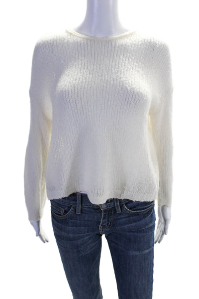 James Perse Womens Wool Thin Knitted Long Sleeve Pullover Sweater White Size 0