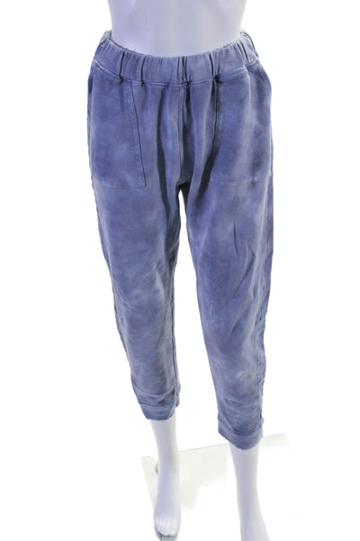 Love Shack Fancy Womens Tie Dye Distress Patchwork Sweatsuit Set Blue Size XS