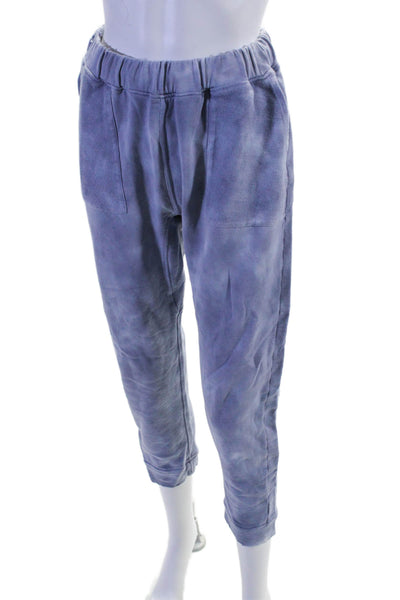 Love Shack Fancy Womens Tie Dye Distress Patchwork Sweatsuit Set Blue Size XS