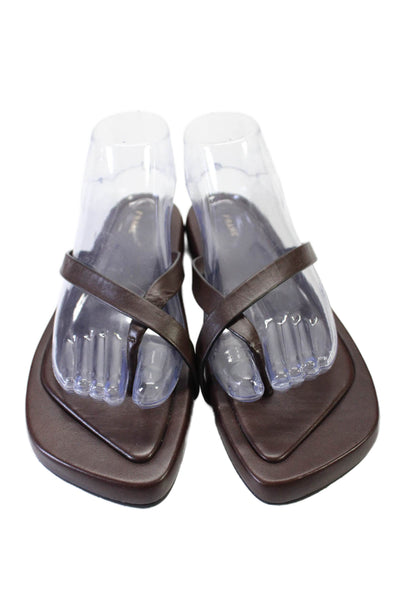 Frame Womens Leather Thong Slide On Sandals Chocolate Brown Size 10