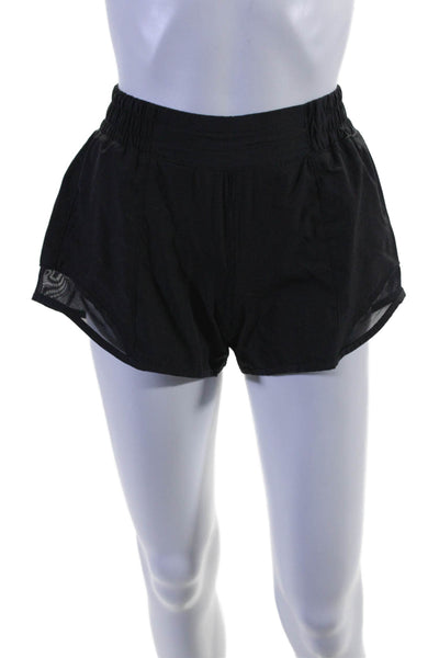 Lululemon Womens Ruched Elastic Waist Slip-On Athletic Shorts Black Size 4