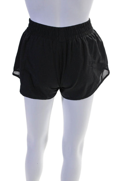 Lululemon Womens Ruched Elastic Waist Slip-On Athletic Shorts Black Size 4