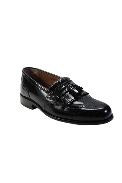 Bostonian Mens Patent Leather Fringe Dress Shoe Loafers Black Size 7.5 Medium