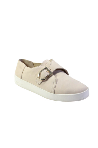 Cole Haan Grand Pro Womens Suede Low Top Buckle Closure Sneakers Nude Beige Size