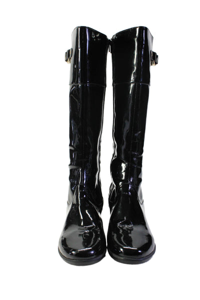 Cole Haan Womens Patent Leather Knee High Waterproof Boots Black Size 10 B