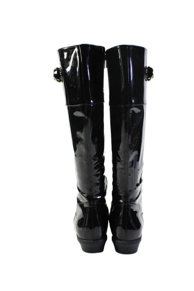 Cole Haan Womens Patent Leather Knee High Waterproof Boots Black Size 10 B