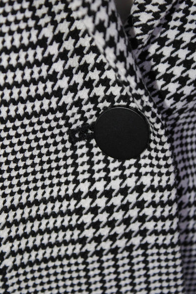 Calvin Klein Womens Single Button Glen Plaid Blazer Jacket White Black Size 2