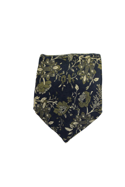 Balenciaga Paris Mens Silk Floral Wrap Around Tie Blue OS