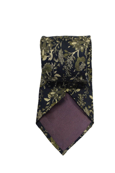 Balenciaga Paris Mens Silk Floral Wrap Around Tie Blue OS