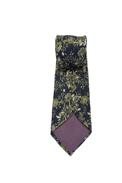 Balenciaga Paris Mens Silk Floral Wrap Around Tie Blue OS