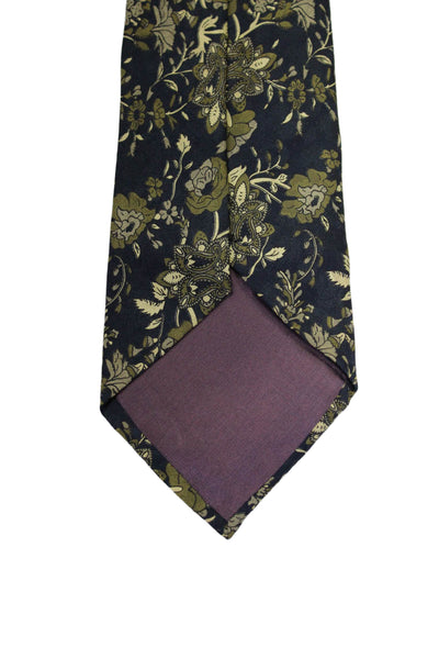 Balenciaga Paris Mens Silk Floral Wrap Around Tie Blue OS