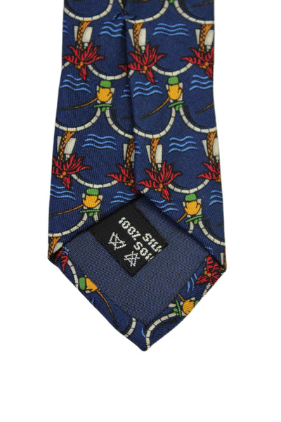 Salvatore Ferragamo Mens Silk Abstract Wrap Around Tie Dark Blue OS