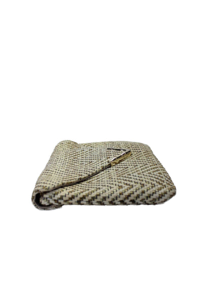 Elaine Turner Womens Textured Clasp Clutch Beige Size S