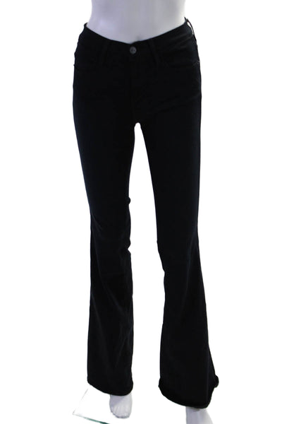 Frame Womens Le High Flare Buttoned Zipped Slip-On Pants Black Size EUR 24