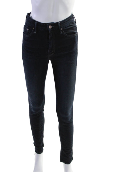 Mother Womens Cotton High Waisted Looker Zipped Skinny Jeans Blue Size EUR 24