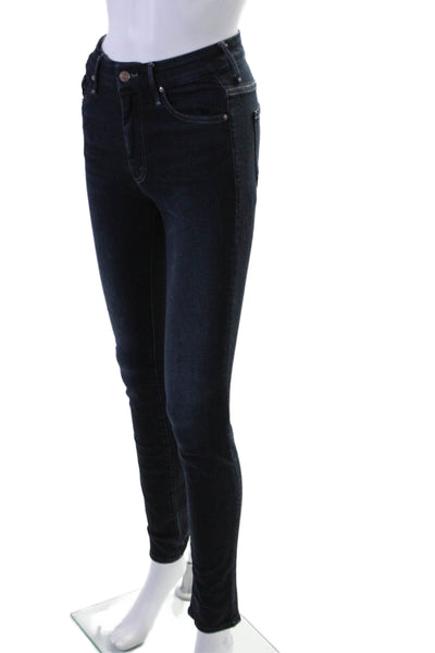 Mother Womens Cotton High Waisted Looker Zipped Skinny Jeans Blue Size EUR 24