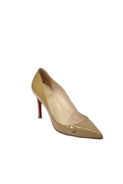 Christian Louboutin Womens Patent Leather Stiletto Pumps Brown Size EUR 37.5