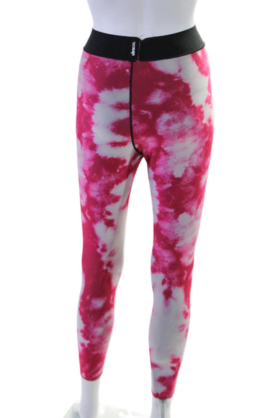 Ultracor Womens Tie Dye Elastic Waist Reversible Leggings Black Pink Size M