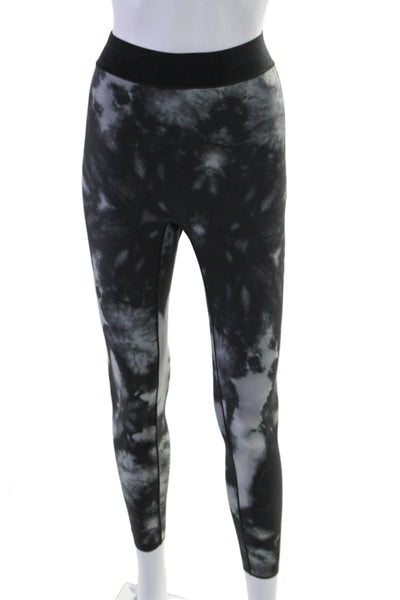 Ultracor Womens Tie Dye Print Reversible Slip-On Athletic Leggings Black Size L