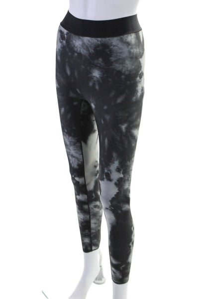 Ultracor Womens Tie Dye Print Reversible Slip-On Athletic Leggings Black Size L