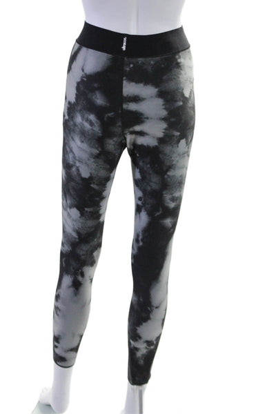 Ultracor Womens Tie Dye Print Reversible Slip-On Athletic Leggings Black Size L