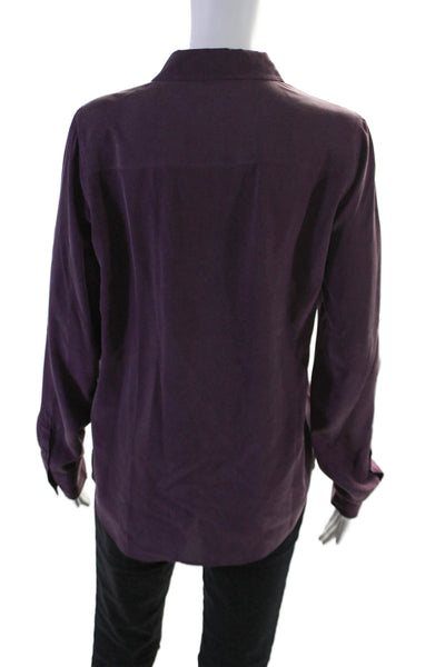 Equipment Femme Womens Silk Long Sleeve Button Down Blouse Purple Size M