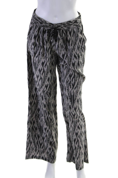 Joie Womens Silk Elastic Waist Ikat Print Wid Leg Pants Gray Size M