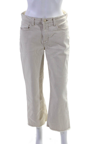 L'Agence Womens High Rise Straight Leg Raw Hem Jeans Beige Size 27