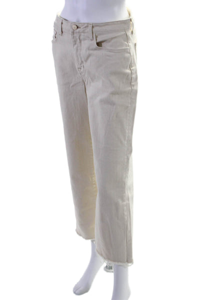 L'Agence Womens High Rise Straight Leg Raw Hem Jeans Beige Size 27