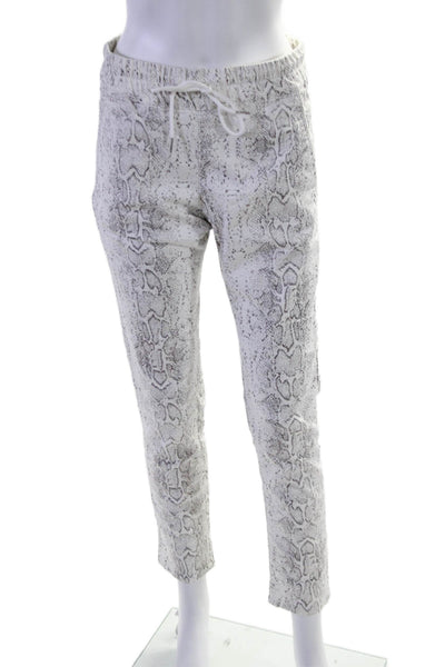 Flog Womens Cotton Snakeskin Print Drawstring Waist Pants White Size 28