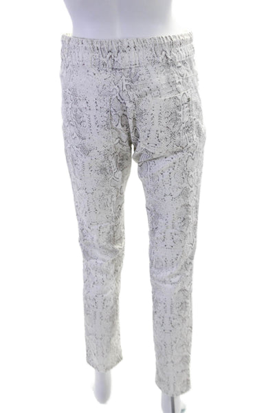 Flog Womens Cotton Snakeskin Print Drawstring Waist Pants White Size 28